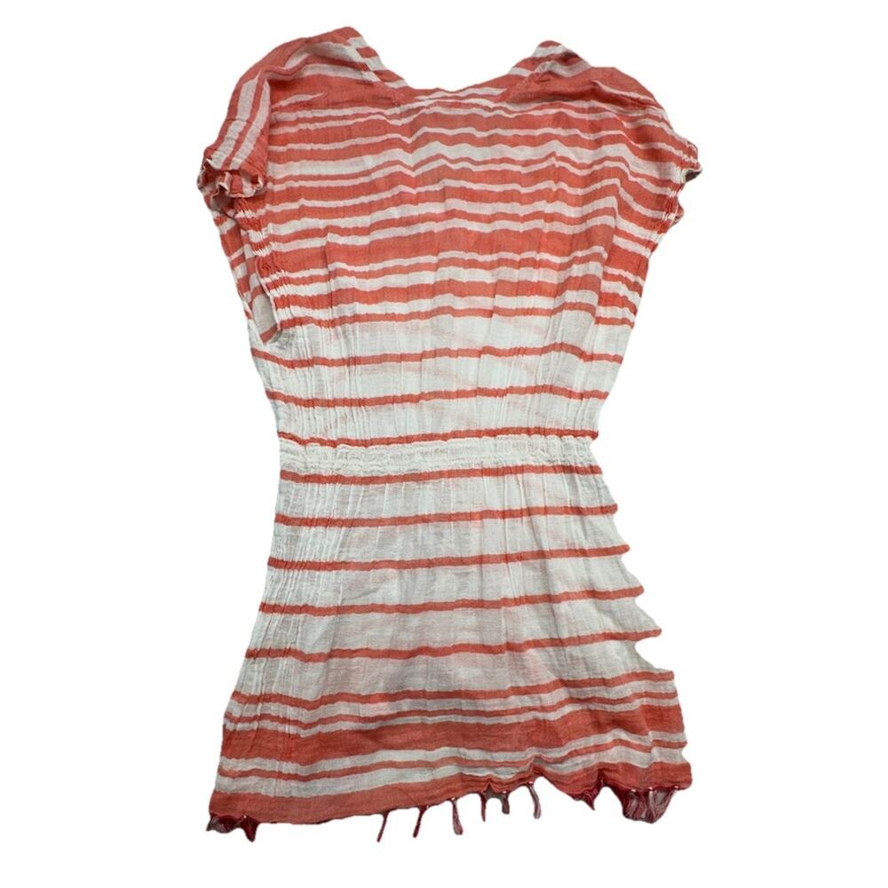 Athleta Womens Cover Up Large Beach Pool Boho Gauze Striped Tassels 100% Cotton - Picture 6 of 6